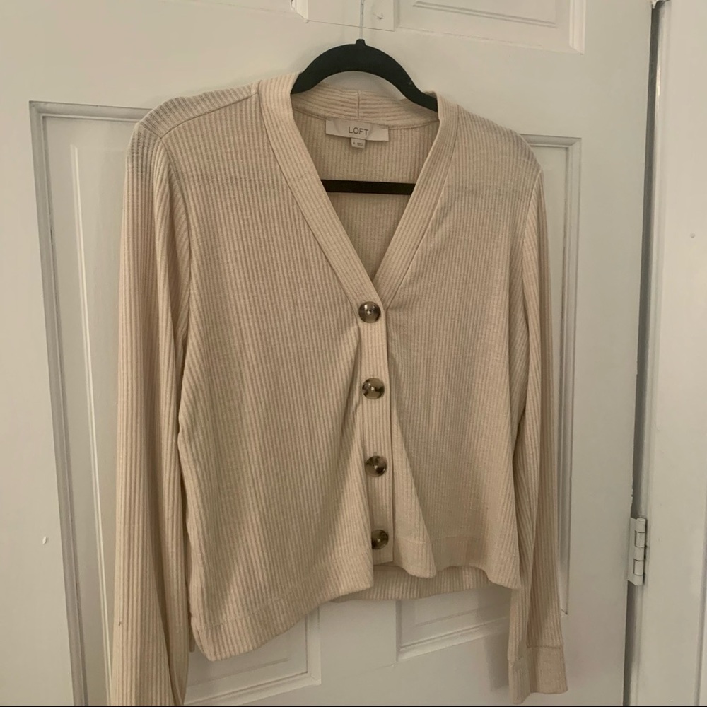 LOFT Ribbed Button Top - Picture 3 of 4